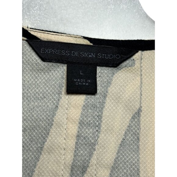 Express Zebra Print Short Sleeve top Jacket L Black Beige Lightweight Womens - Picture 4 of 8